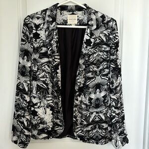 Black and White Floral Print Blazer